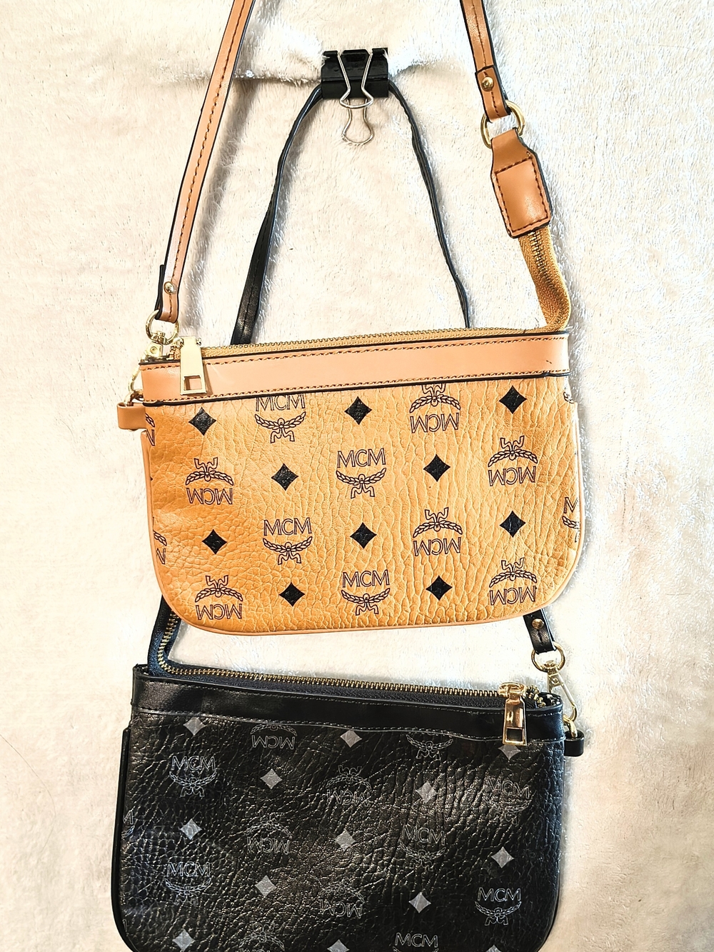 MCM Visetos Wristlets - Cognac and Black